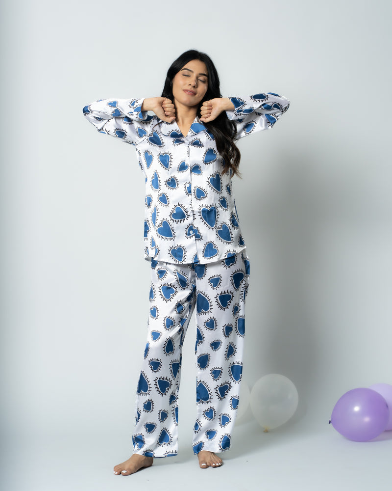 Load image into Gallery viewer, Heartburst Satin Nightwear Set