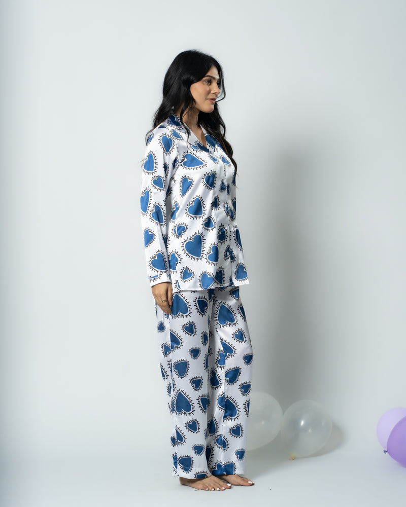 Load image into Gallery viewer, Heartburst Satin Nightwear Set