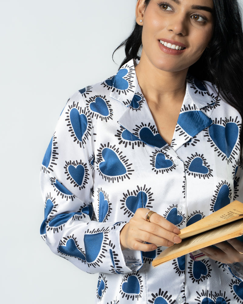 Load image into Gallery viewer, Heartburst Satin Nightwear Set