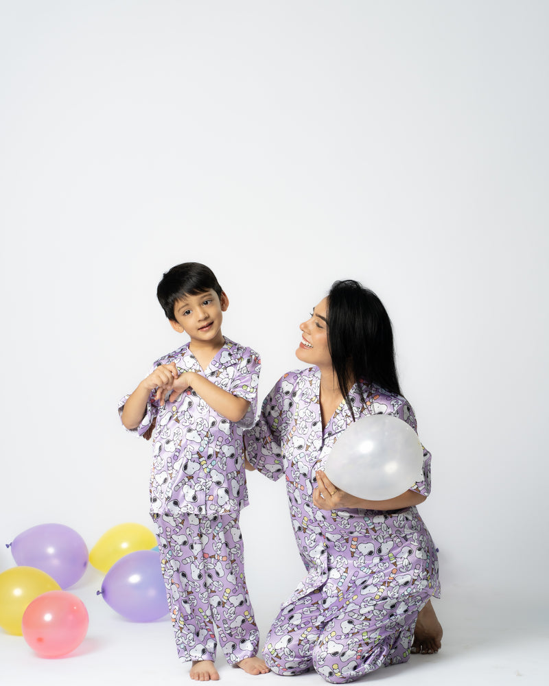 Load image into Gallery viewer, Snoopy Satin Pajama set Nightwear Set