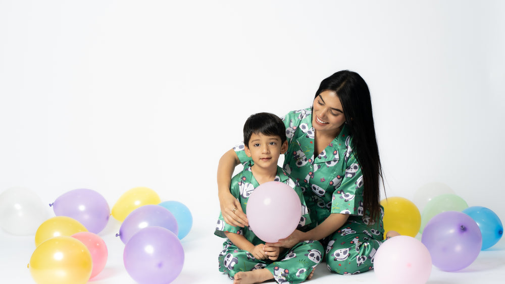 Load image into Gallery viewer, Wild Panda Satin Pajama set Nightwear Set