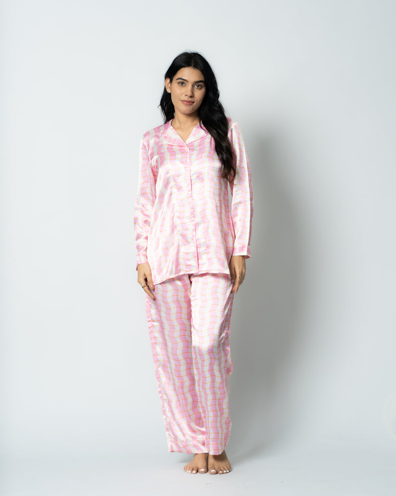 Load image into Gallery viewer, Pink Crush Satin Nightwear Set