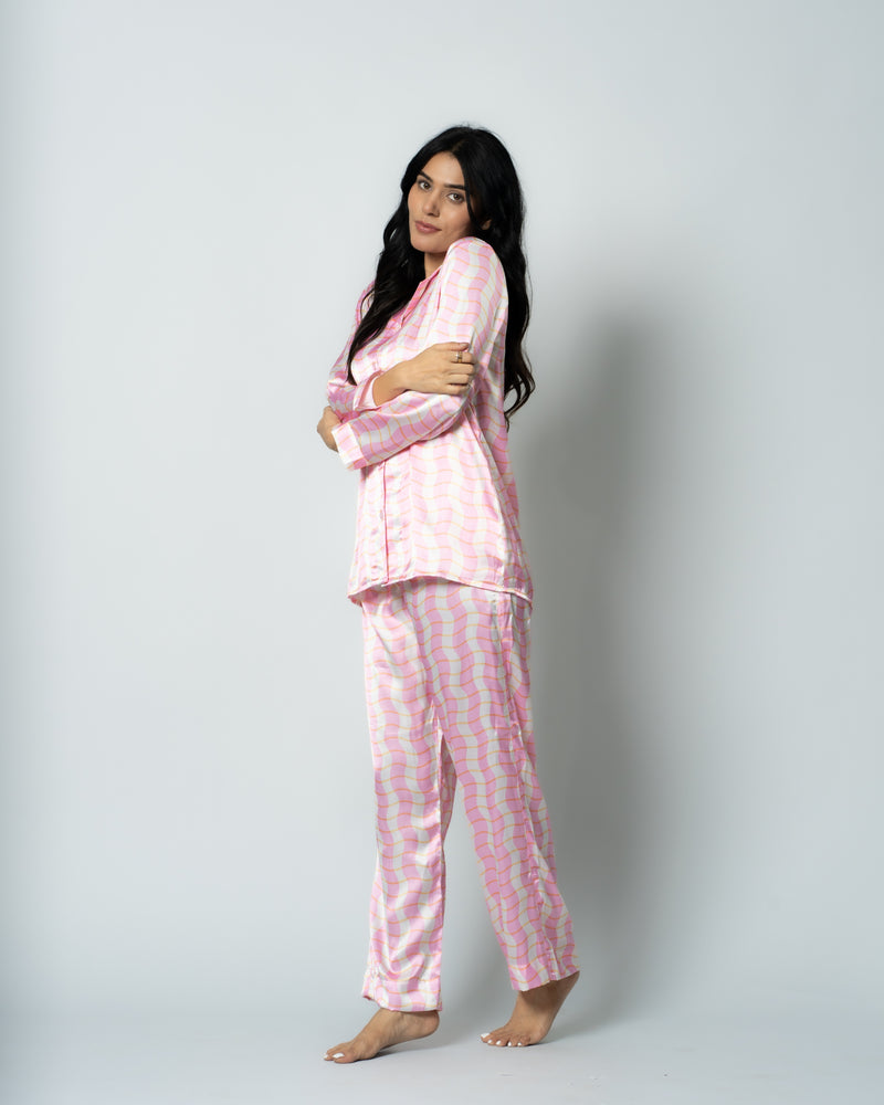 Load image into Gallery viewer, Pink Crush Satin Nightwear Set