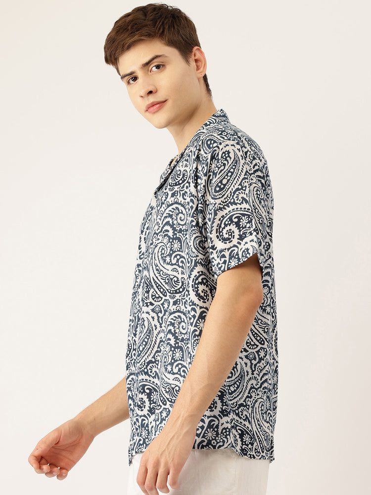 Load image into Gallery viewer, Indigo Paisley Summer Shirt