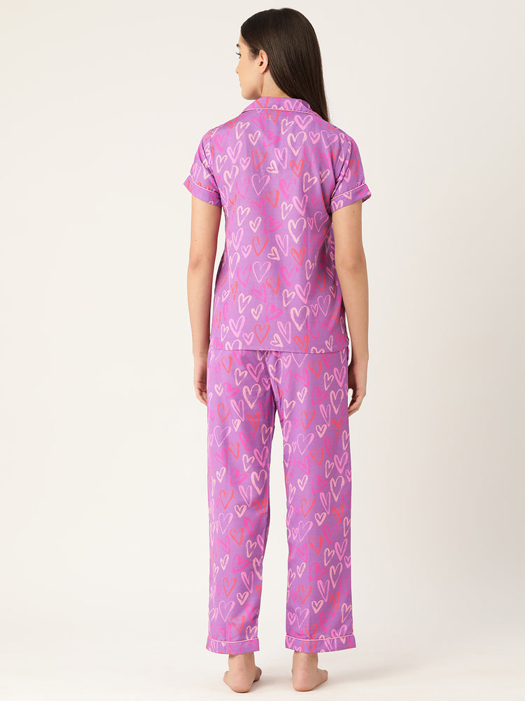 Load image into Gallery viewer, Purple Hearts Nightwear Set