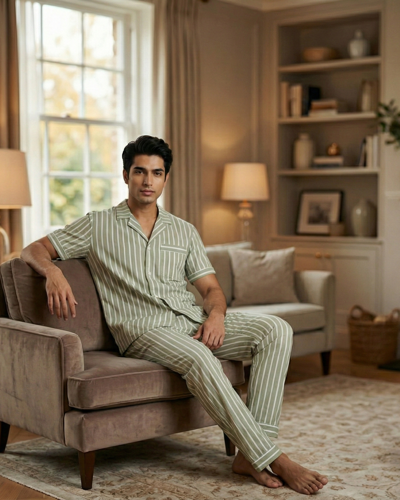 Load image into Gallery viewer, Cabana Stripe Men's Nightwear Set