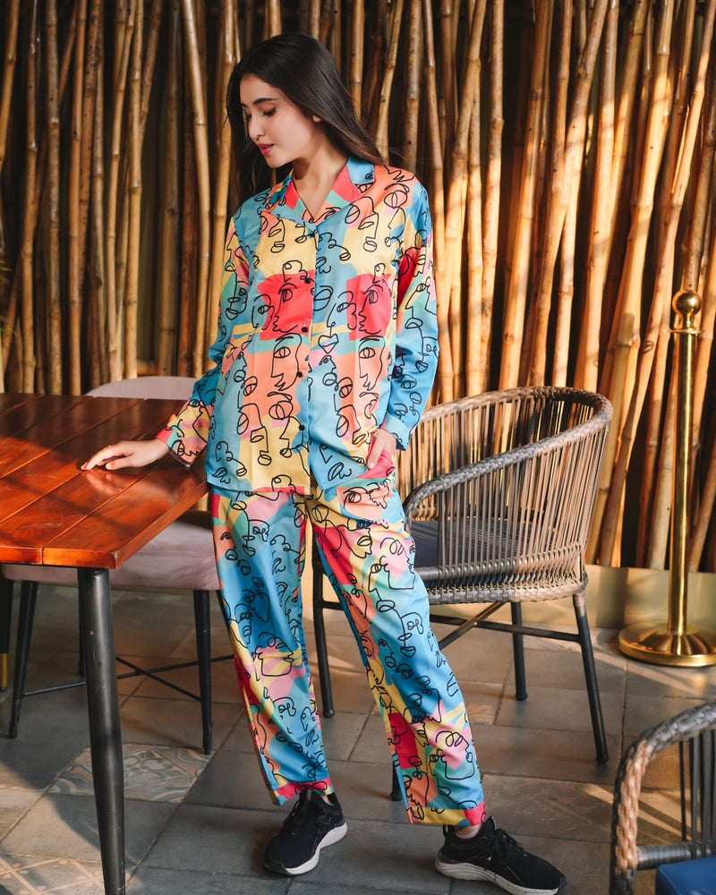 Load image into Gallery viewer, Abstract Multi Nightwear Set