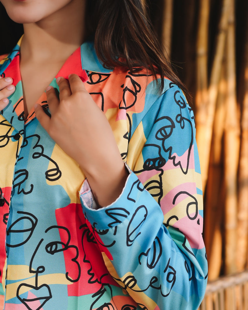 Load image into Gallery viewer, Abstract Multi Nightwear Set