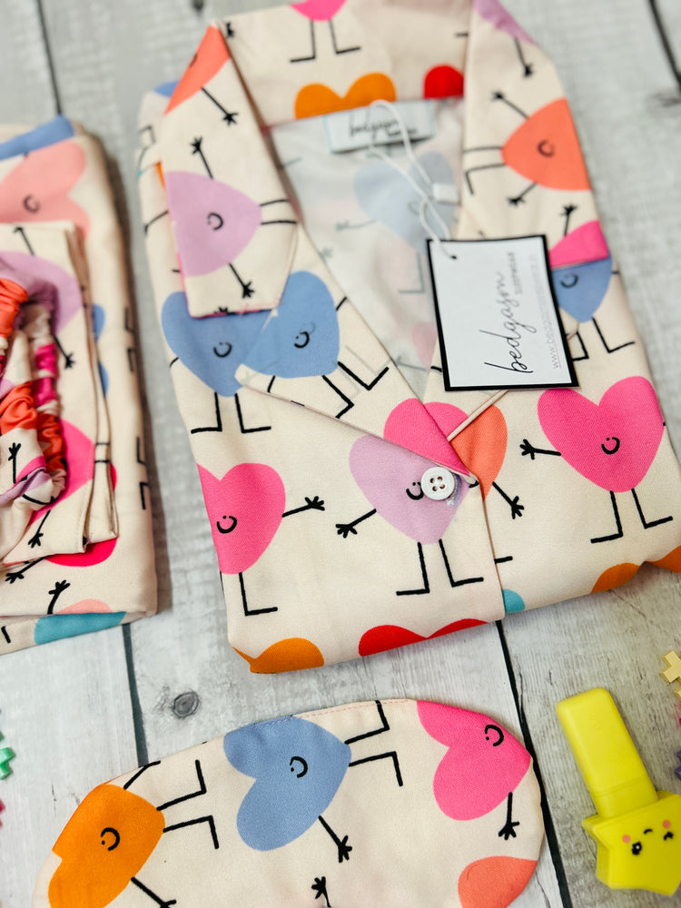 Load image into Gallery viewer, Happy Hearts - Pajama set Nightwear Set