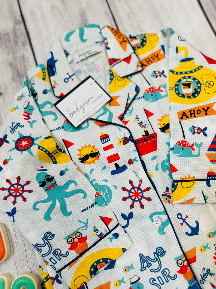Load image into Gallery viewer, Ahoy Matey Pajama Set Nightwear Set