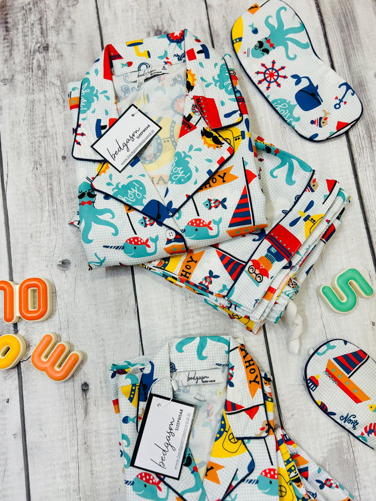 Load image into Gallery viewer, Ahoy Matey Couple Nightwear Set