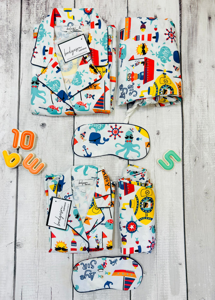 Load image into Gallery viewer, Ahoy Matey Couple Nightwear Set