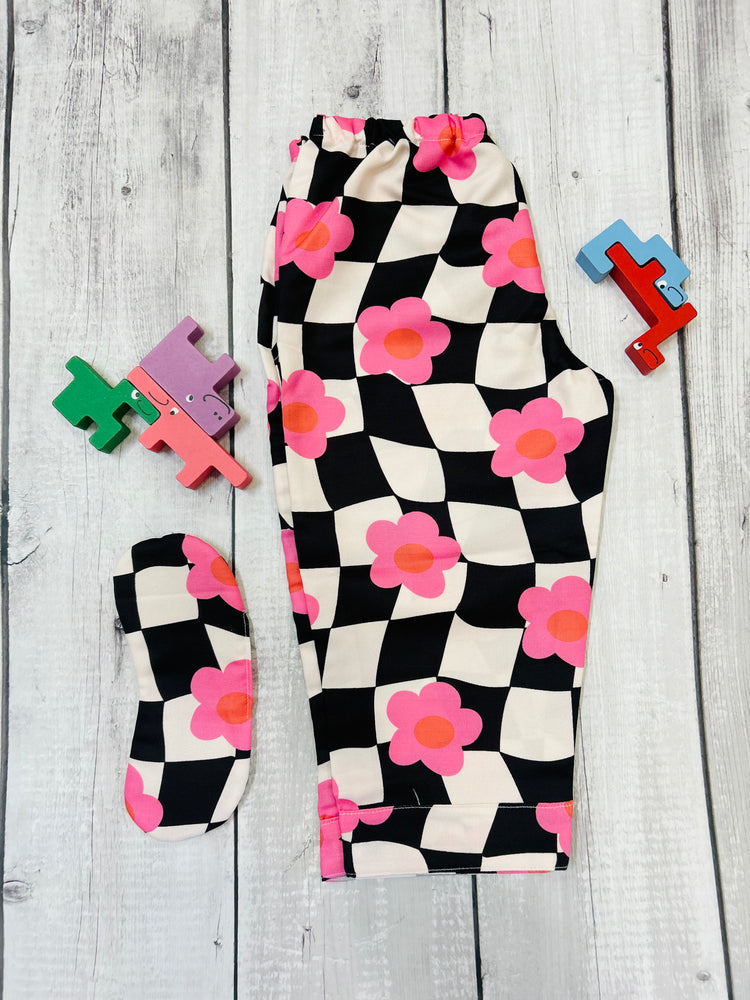 Load image into Gallery viewer, Black Checkered Pajama Set Nightwear Set