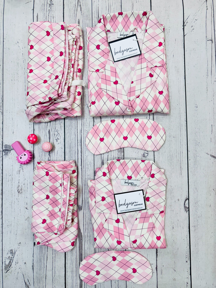 Load image into Gallery viewer, Gingham Heart - Pajama Set Nightwear Set