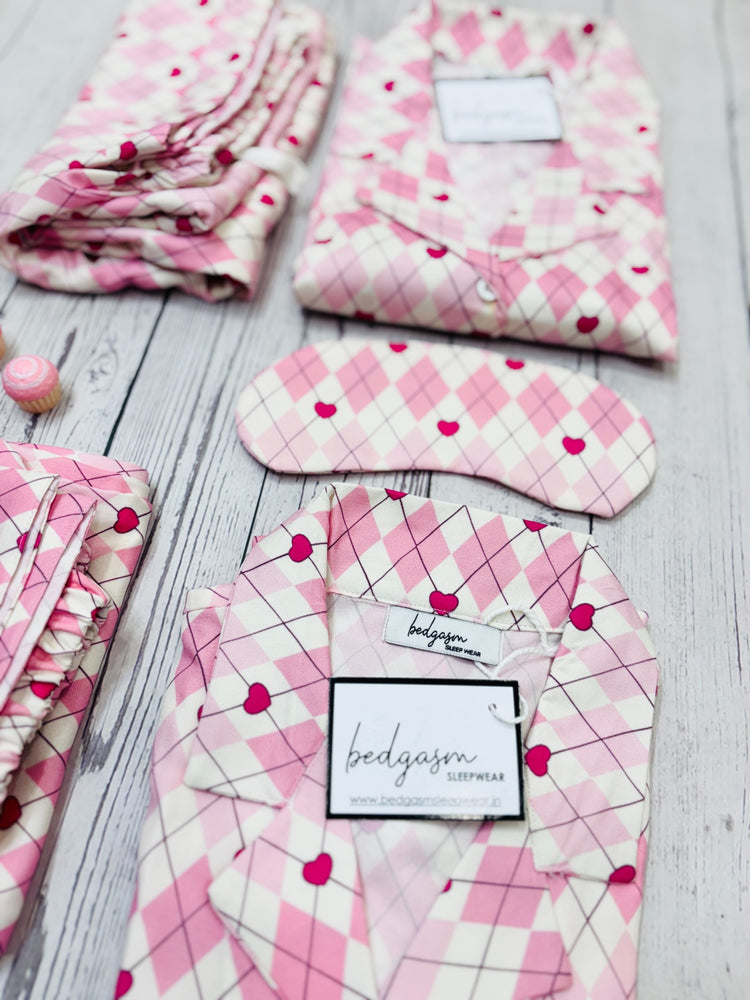 Load image into Gallery viewer, Gingham Heart - Pajama Set Nightwear Set