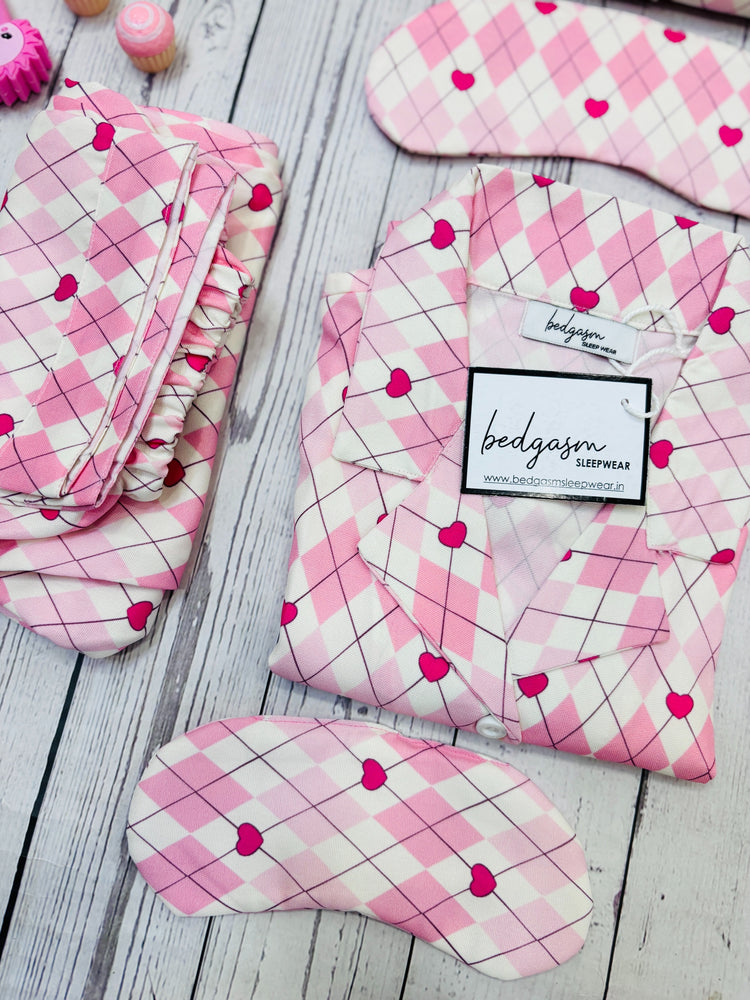 Load image into Gallery viewer, Gingham Heart Nightwear Set