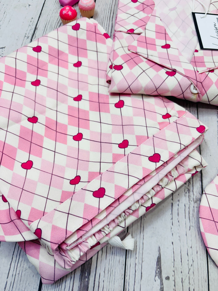 Load image into Gallery viewer, Gingham Heart Nightwear Set