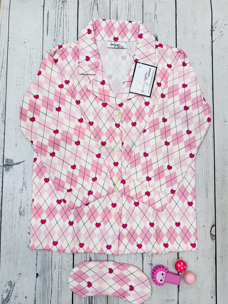 Load image into Gallery viewer, Gingham Heart Kids Nightwear Set