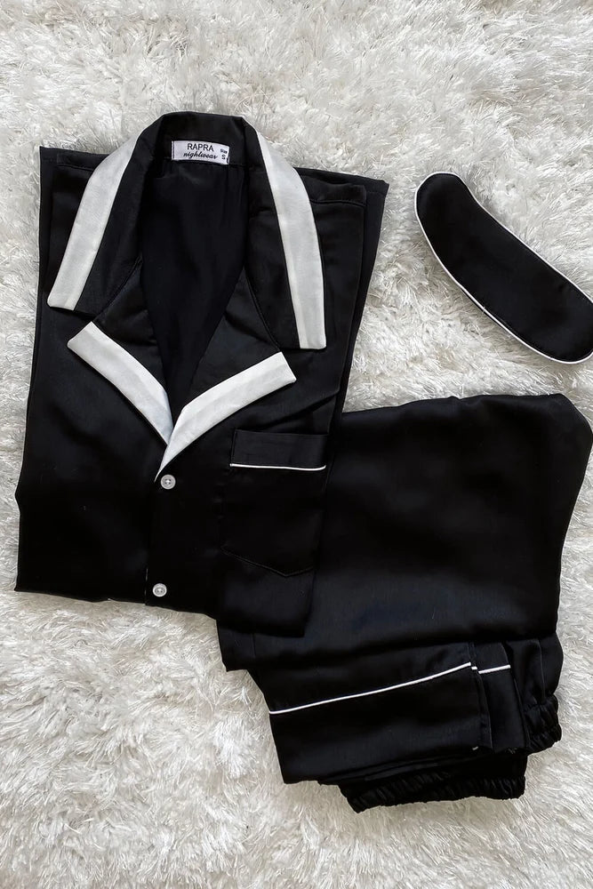 Load image into Gallery viewer, Monochrome Luxe Satin Men Nightwear Set