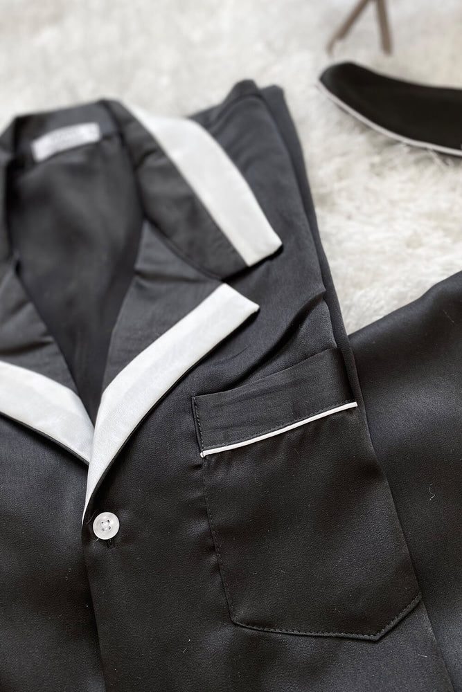 Load image into Gallery viewer, Monochrome Luxe Satin Men Nightwear Set