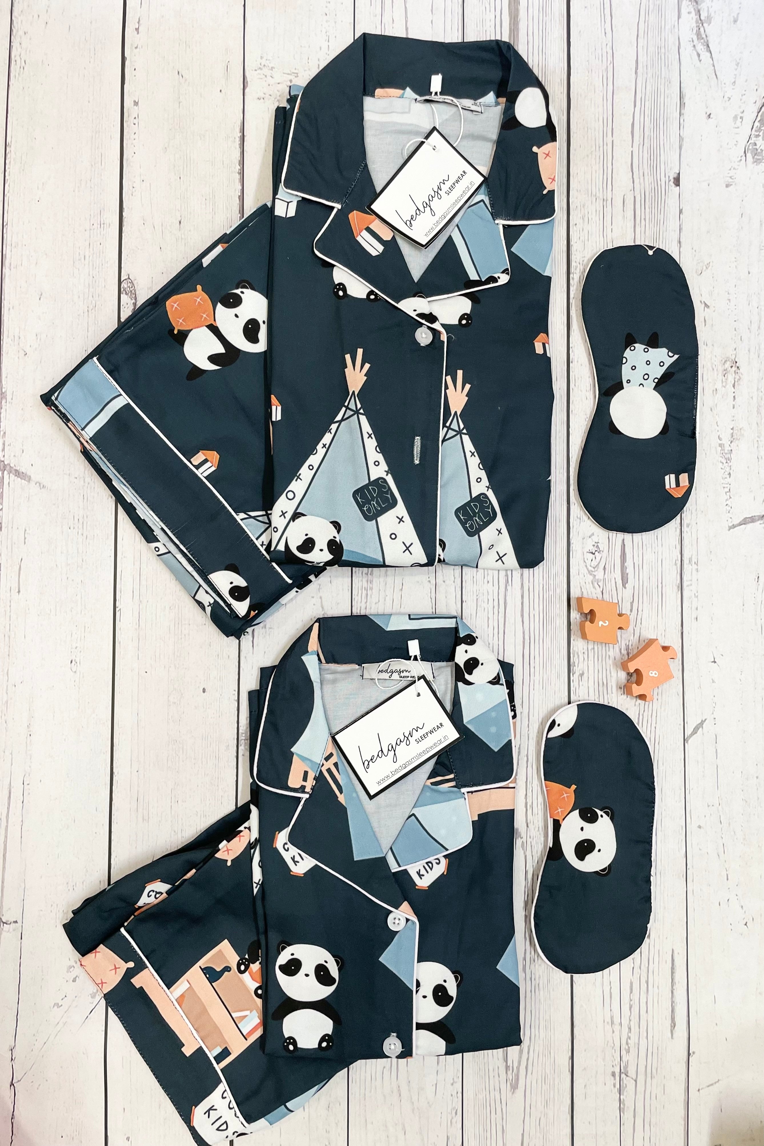 Panda went Camping Pajama set Nightwear Set Bedgasm sleepwear