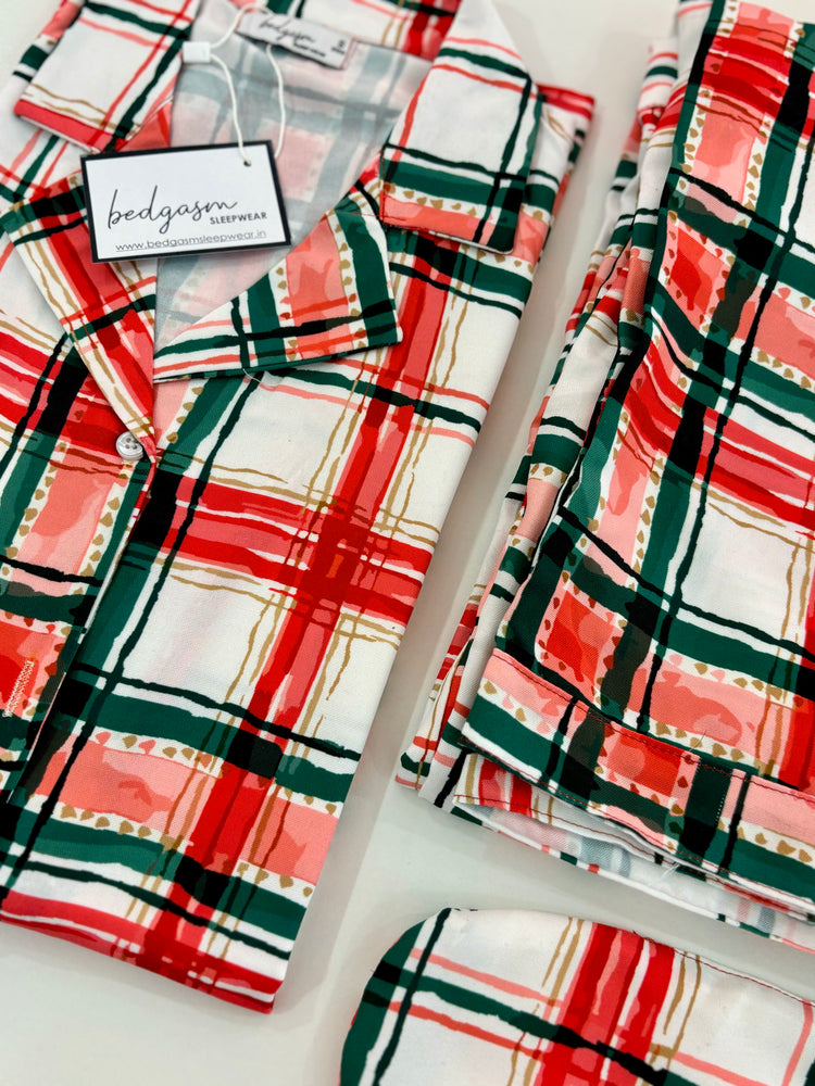 Load image into Gallery viewer, Cozy Plaid Dreams Nightwear Set