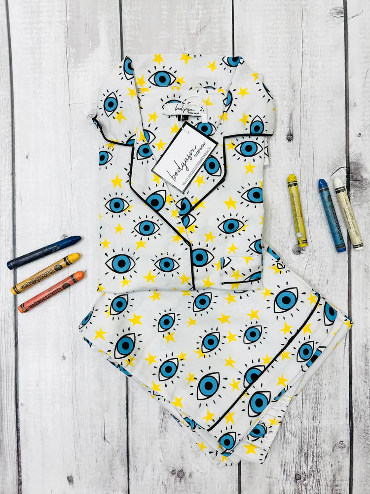 Load image into Gallery viewer, Evil Eye in White Couple Nightwear Set