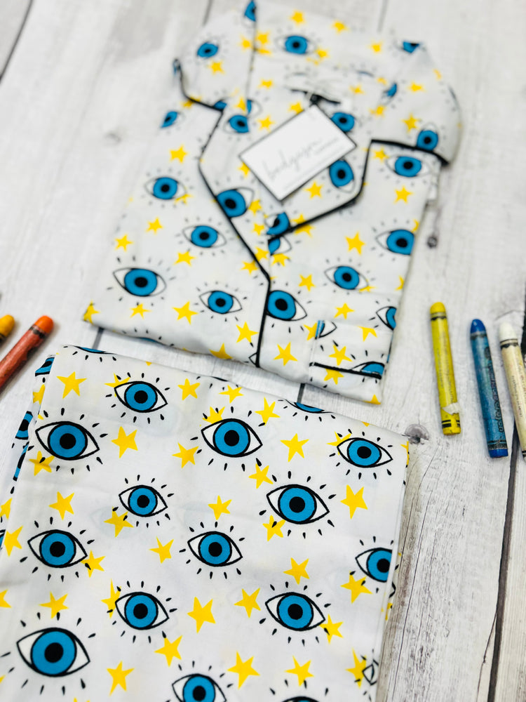 Load image into Gallery viewer, Evil Eye in White Kids Nightwear Set