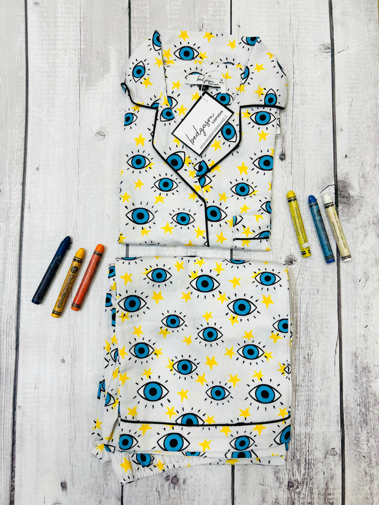 Load image into Gallery viewer, Evil Eye in White Kids Nightwear Set