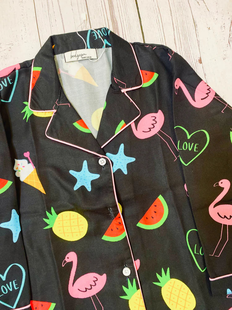 Load image into Gallery viewer, Pink Flamingo Nightwear Set