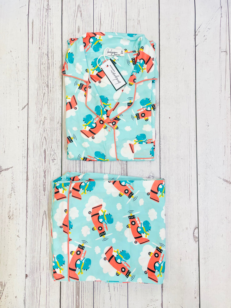 Load image into Gallery viewer, Flying Green Dino Nightwear Set