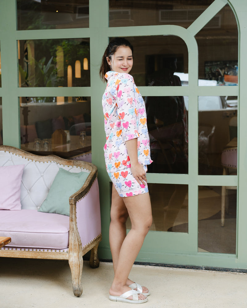 Load image into Gallery viewer, Happy Hearts - Pajama set Nightwear Set