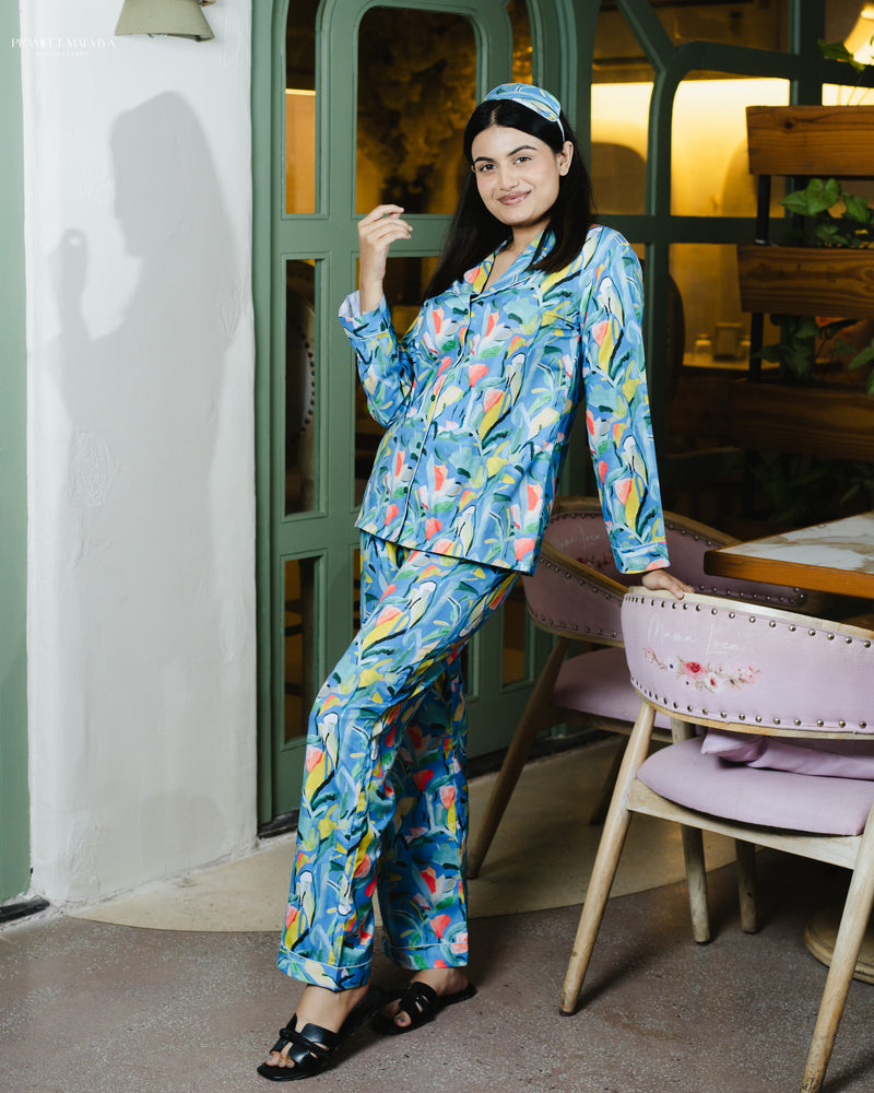 Load image into Gallery viewer, Fuzzy Floral - Pajama set Nightwear Set