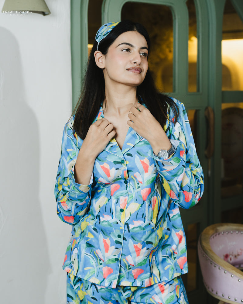 Load image into Gallery viewer, Fuzzy Floral - Pajama set Nightwear Set