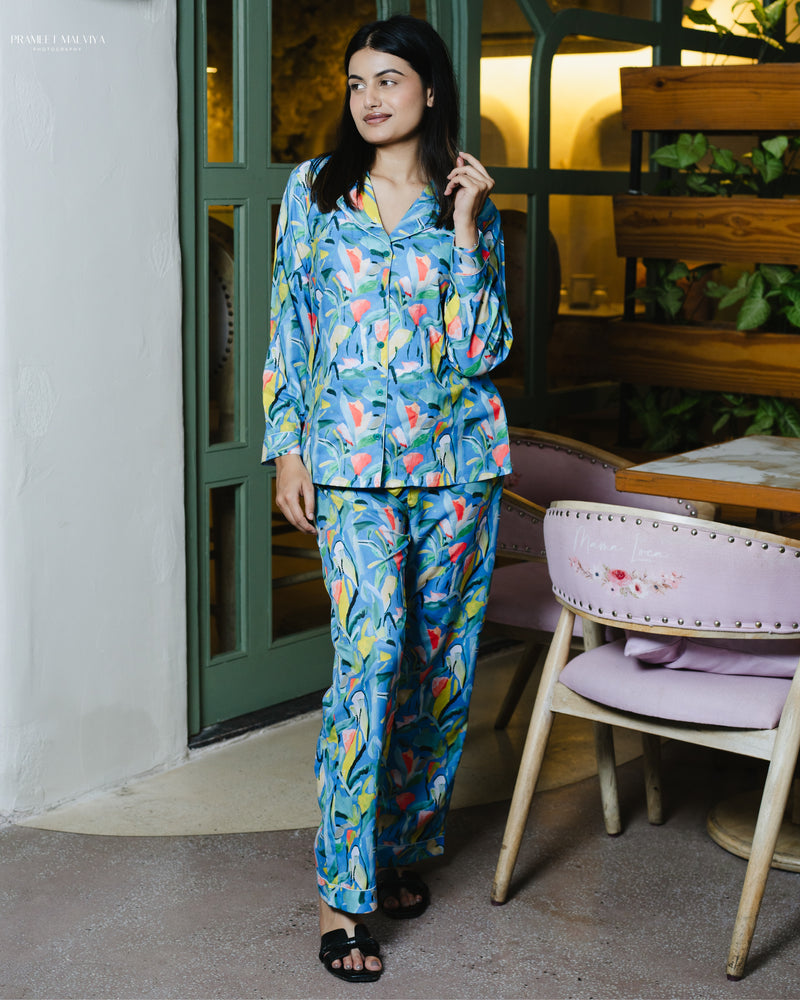 Load image into Gallery viewer, Fuzzy Floral - Pajama set Nightwear Set