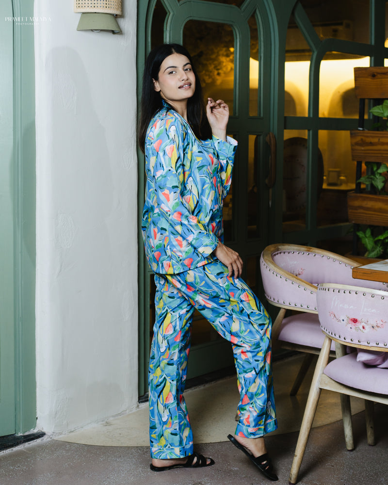 Load image into Gallery viewer, Fuzzy Floral - Pajama set Nightwear Set