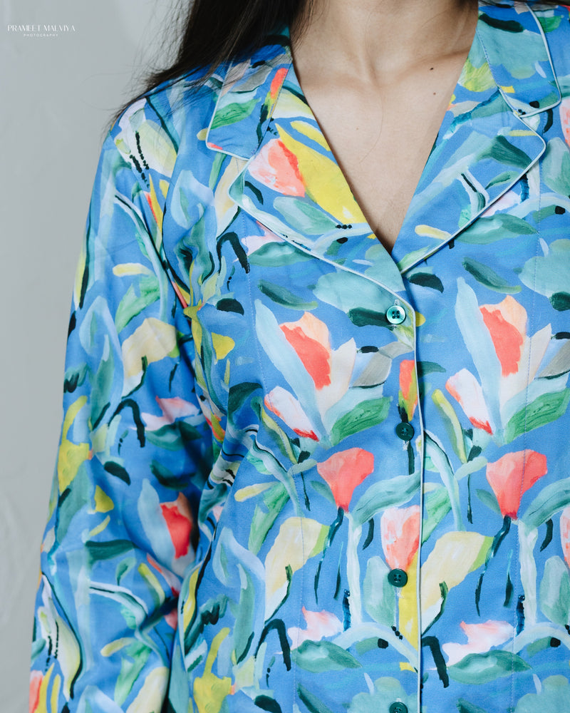 Load image into Gallery viewer, Fuzzy Floral - Pajama set Nightwear Set