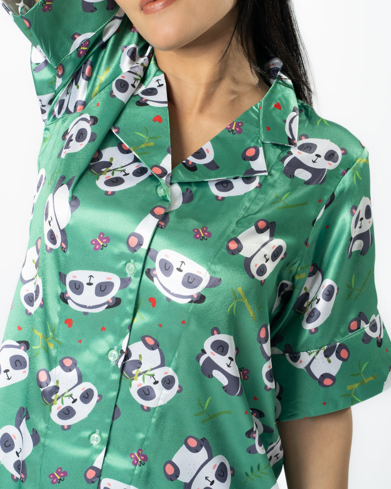Load image into Gallery viewer, Wild Panda Satin Nightwear Set