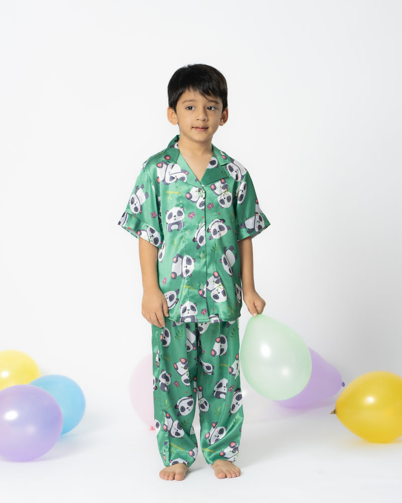 Load image into Gallery viewer, Wild Panda Satin Pajama set Nightwear Set
