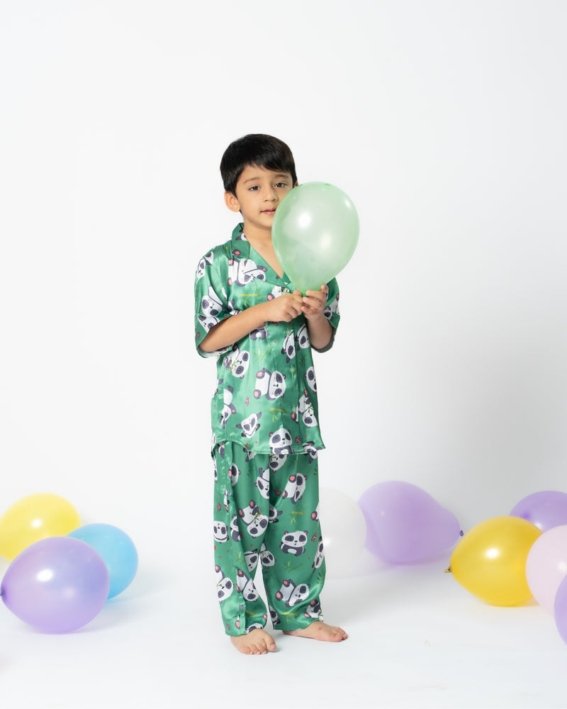 Load image into Gallery viewer, Wild Panda Satin Pajama set Nightwear Set