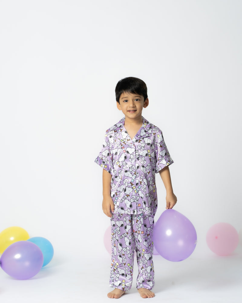 Load image into Gallery viewer, Snoopy Kids Satin Nightwear Set
