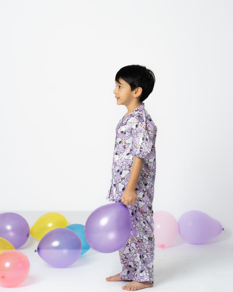 Load image into Gallery viewer, Snoopy Kids Satin Nightwear Set