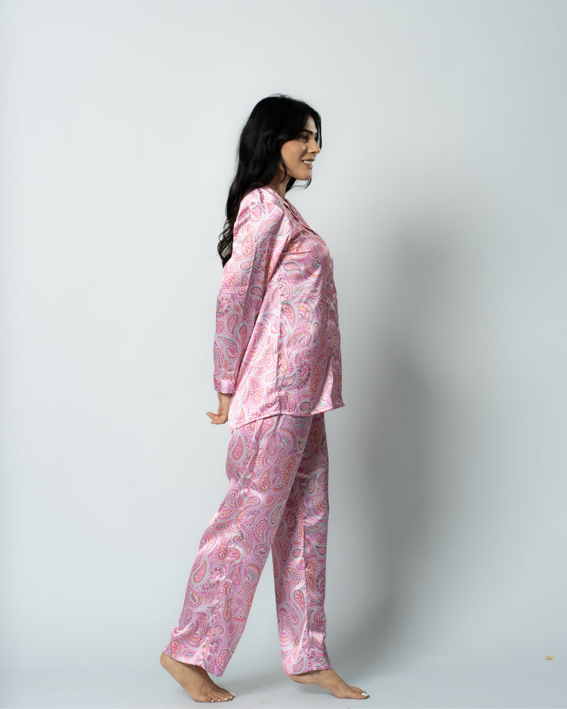 Load image into Gallery viewer, Rosey Reverie Satin Women Nightwear Set