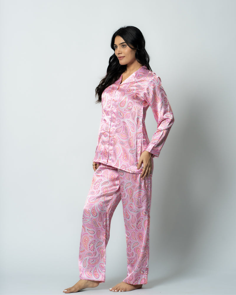 Load image into Gallery viewer, Rosey Reverie Satin Women Nightwear Set