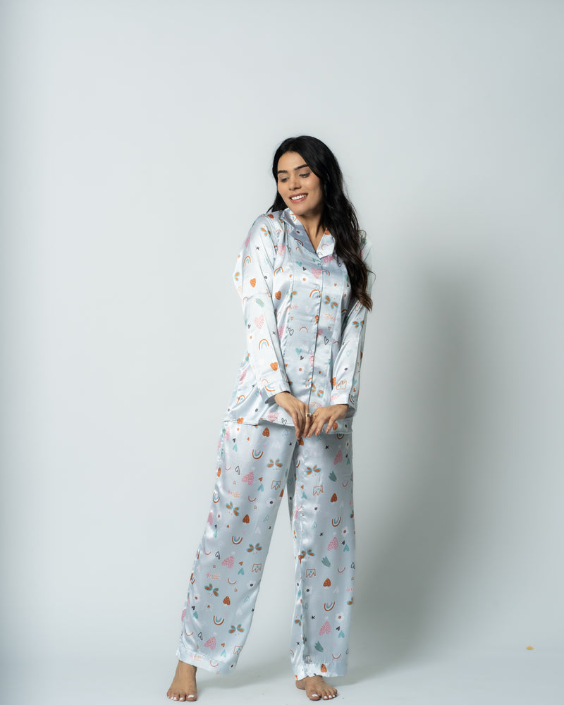 Load image into Gallery viewer, Butterfly Bliss Satin Nightwear Set