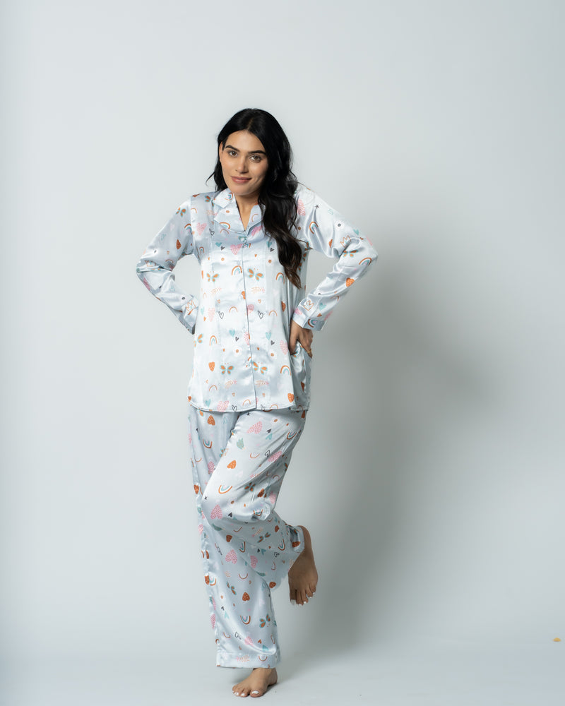Load image into Gallery viewer, Butterfly Bliss Satin Nightwear Set