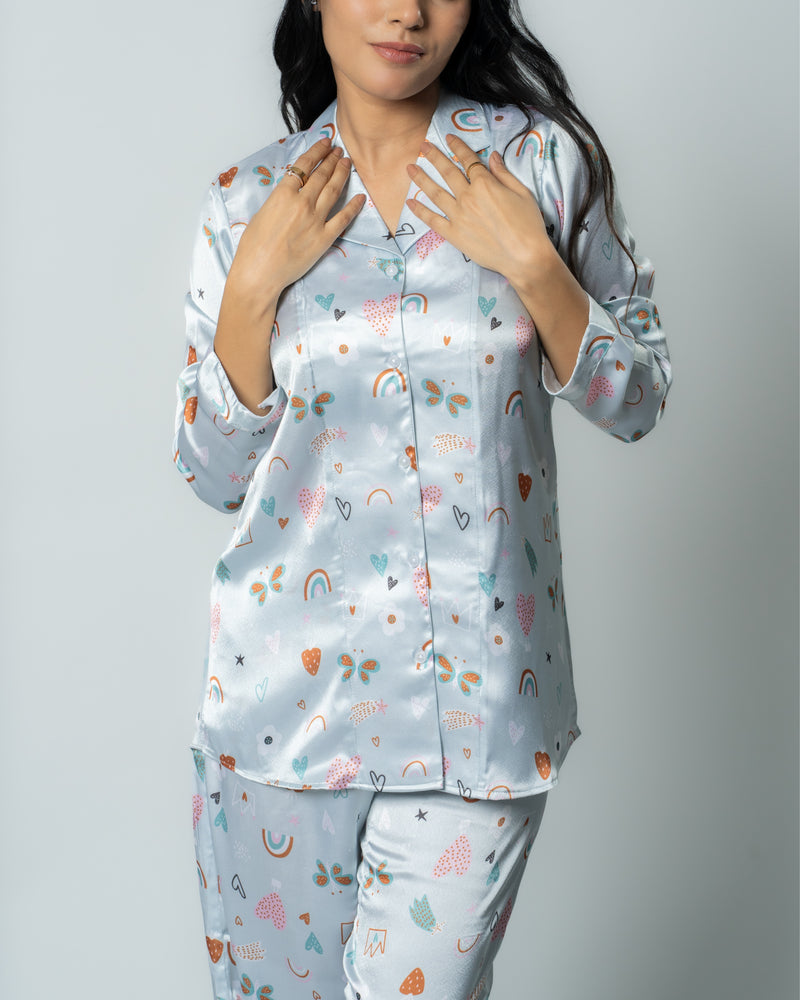 Load image into Gallery viewer, Butterfly Bliss Satin Nightwear Set