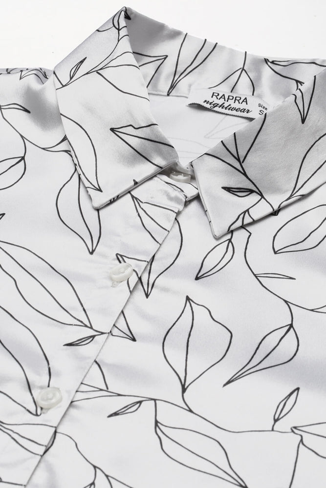 Load image into Gallery viewer, LEAVES MONOCHROME NIGHTWEAR SET