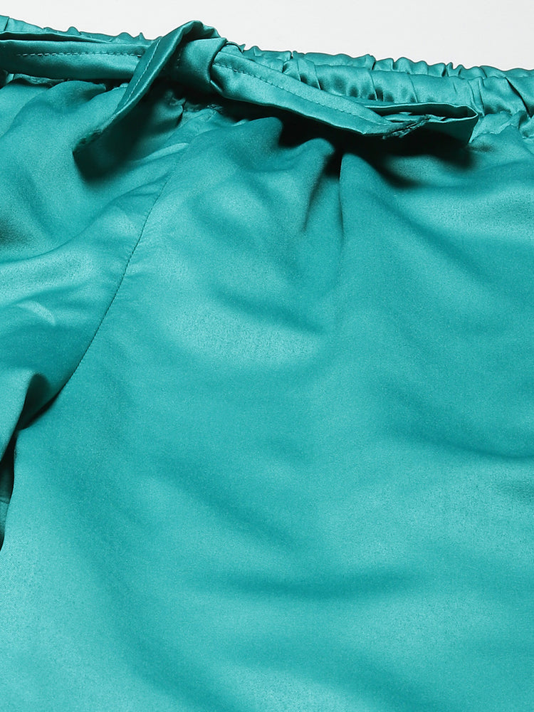 Load image into Gallery viewer, Teal Satin Nightwear Set