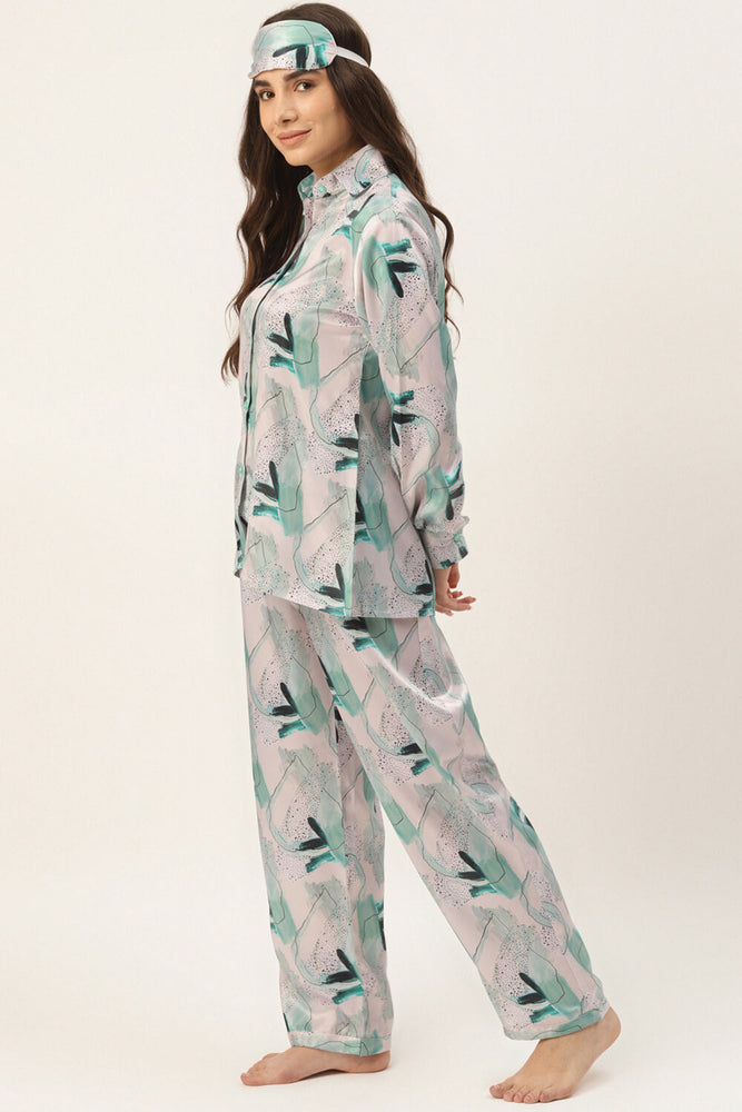 Load image into Gallery viewer, ABSTRACT TEAL GREEN NIGHTWEAR SET